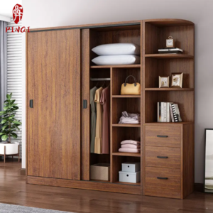 Wood Storage Wardrobe Sliding Door