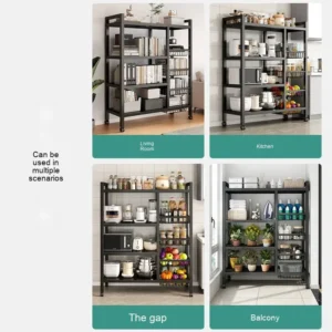 Kitchen Storage Rack with Metal Basket